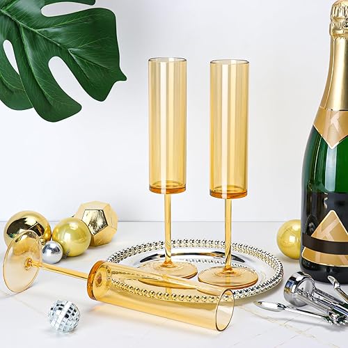 Vista 46 de 12 copas de champán rosa de 6 onzas acrílicas reutilizables para boda, copas de tostadas, copas de champán cuadradas, copas de vino de novia