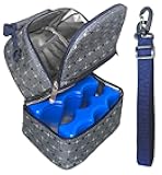 Breast Milk Cooler Bag – Holds 6 Bottles with 2 Ice Packs – Insulated Double Compartment, Portable & Durable with Detachable Strap – Blue Geometric Design