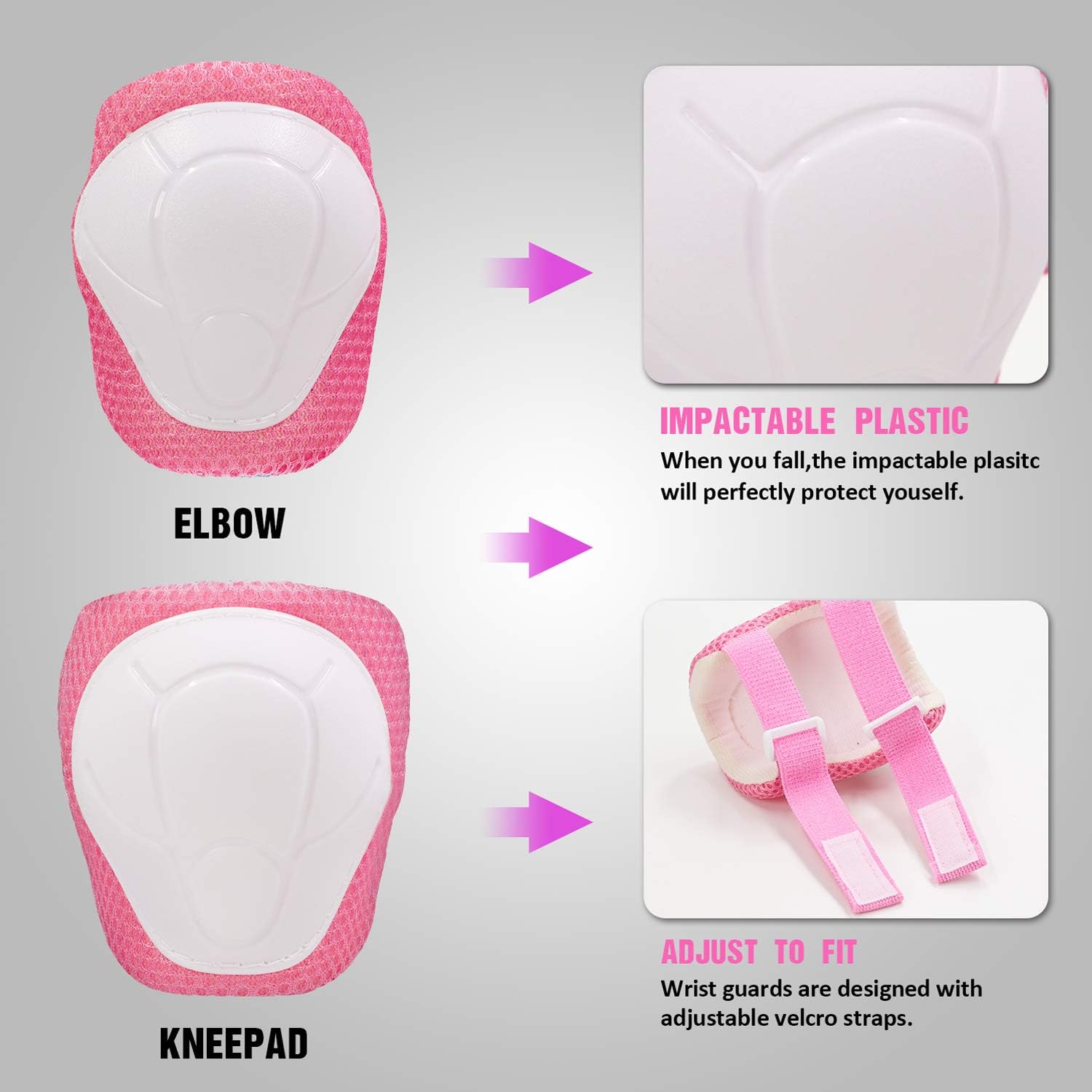 LANOVAGEAR Toddler Helmet for 3-8 Years Kids Helmet Knee Elbow Pads Wrist Guards Adjustable Bike Skating Skateboard Helmet for Kids