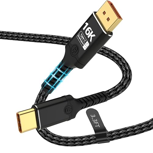 Herfair Displayport a USB C bidireccional USB C a DisplayPort 2.1 Cable compatible con resolución 16K @60Hz 8K @120Hz Thunderbolt 5 trenzado