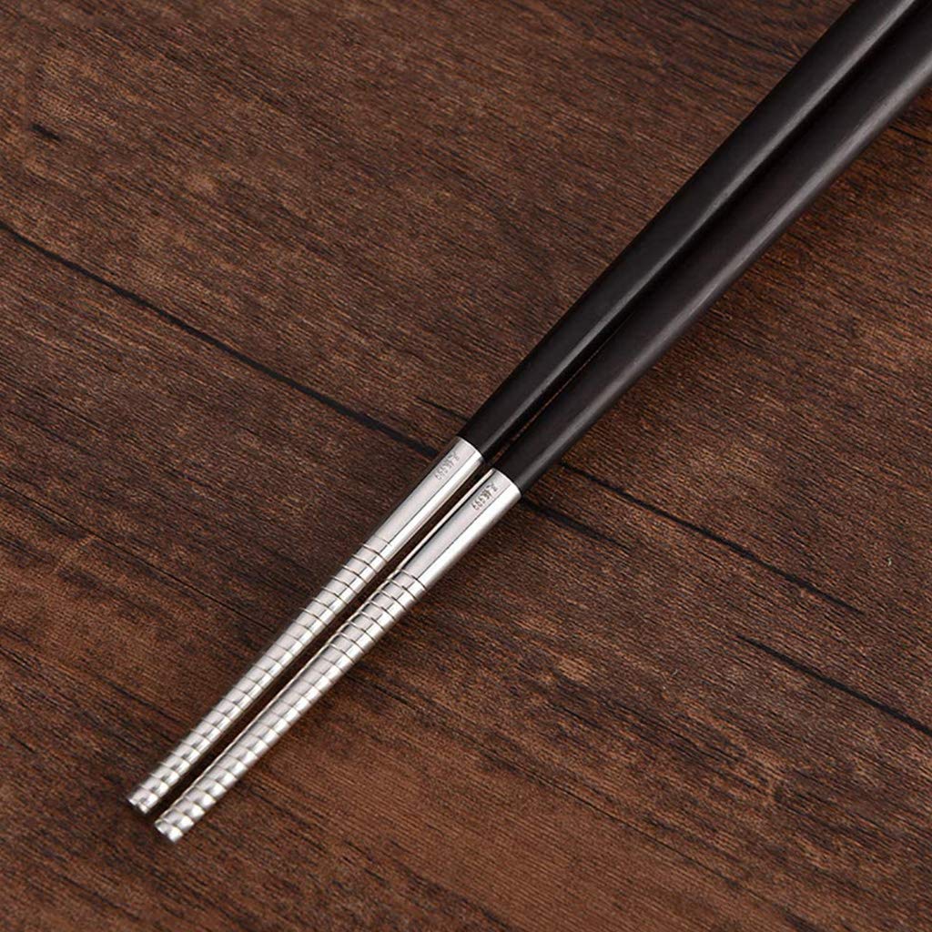 FAMMIX Palillos de madera plateados de lujo, reutilizables, de madera natural de alta calidad, aptos para lavavajillas, palillos chinos japoneses antideslizantes para fideos de arroz de sushi, color