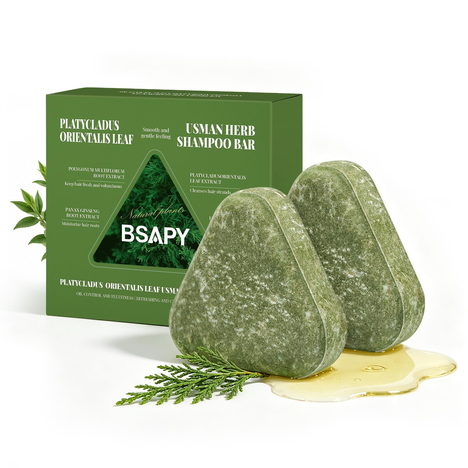 Usman Hair Growth Shampoo Bar for Thinning Hair, 2-Pack, 4.2 oz Each | Herbal Scalp Revival Care for Stronger, Thicker & Fuller-Looking Hair, Free of Sulfates, Parabens & Silicones