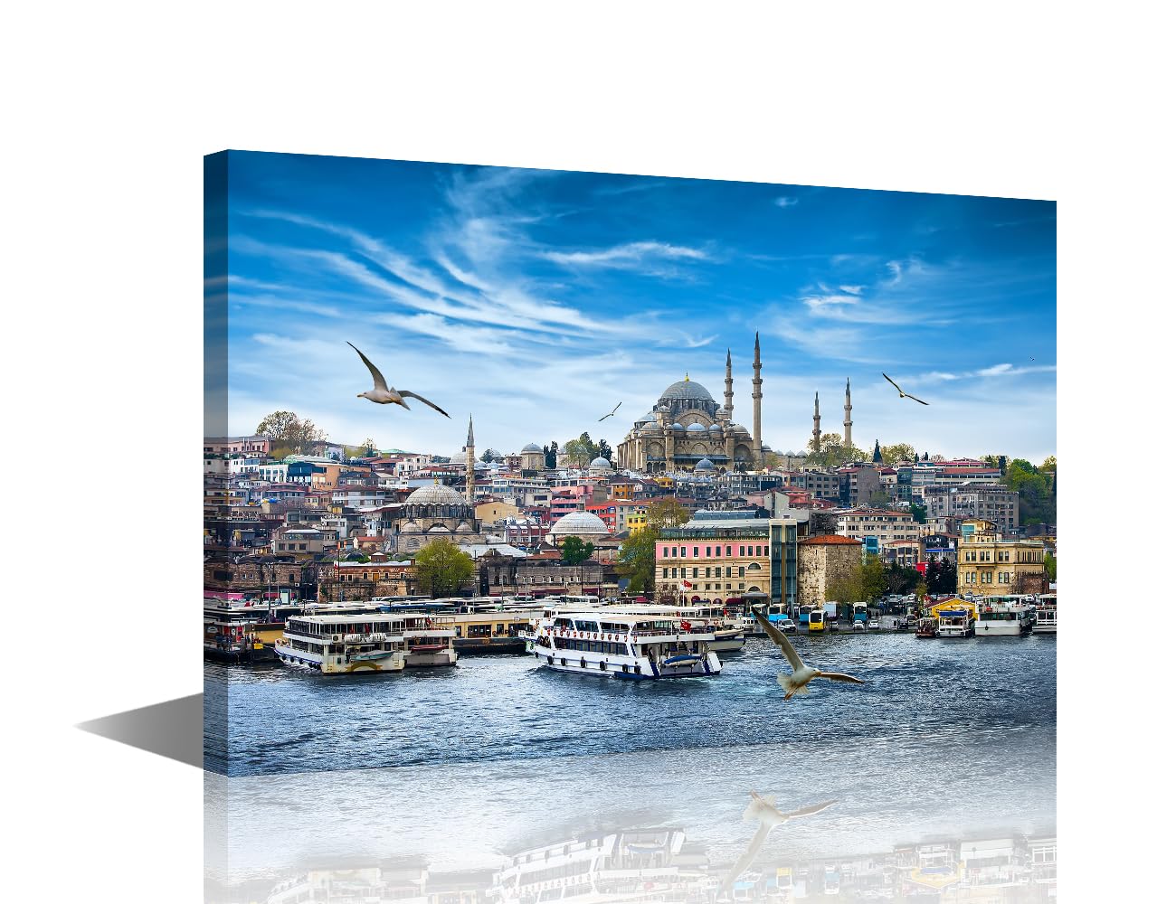 Framed Canvas Wall Art 1 Panels Istanbul the Capital of Turkey, Eastern Tourist City Pictures Print On Canvas for Bedroom Living Room Wall Decoration, Giclee Artwork Ready to Hang, 36" Wx24 H