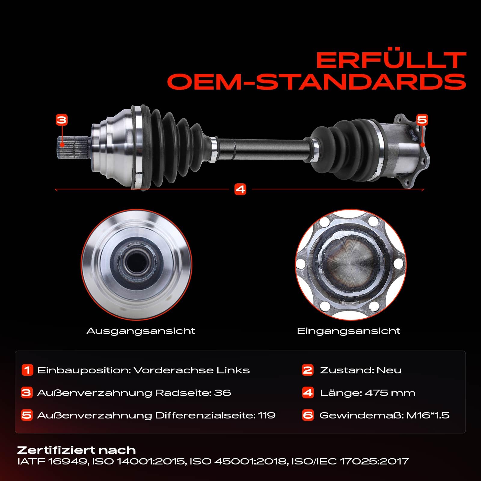 Frankberg Joint Kit Drive Shaft Front Compatible With A4 8E2 B6 8EC B7 8E2 8E5 8ED 8H7 8HE 1.8L-4.2L 2001-2009 Exeo 3R2 3R5 1.8L 2.0L 2008-2013