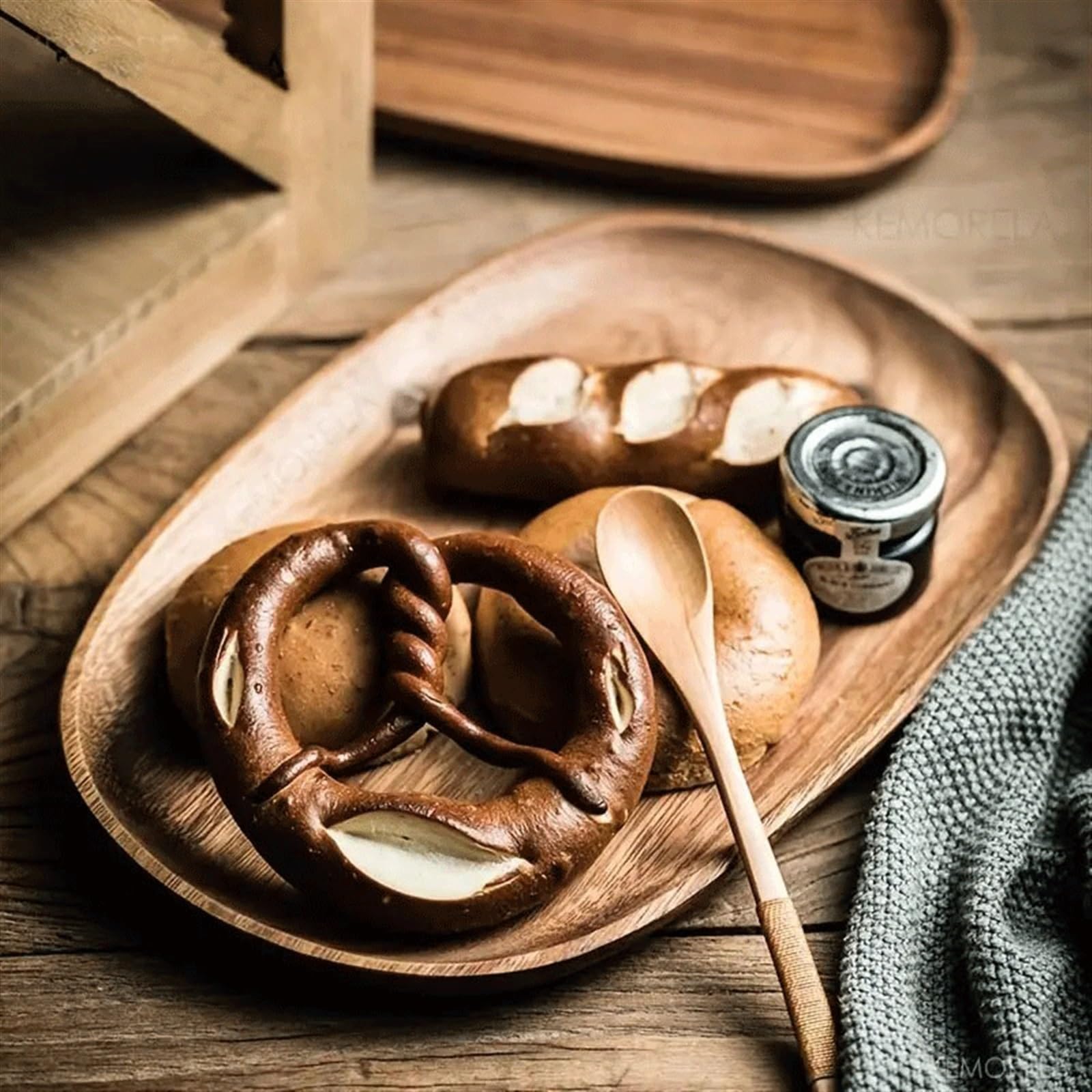 Platos Llanos Vajilla de madera maciza for el hogar Plato de cena rectangular Plato de aperitivos Plato de fruta Plato de fruta seca Plato de té de sushi hecho a mano Plato de cena de postre for cocin