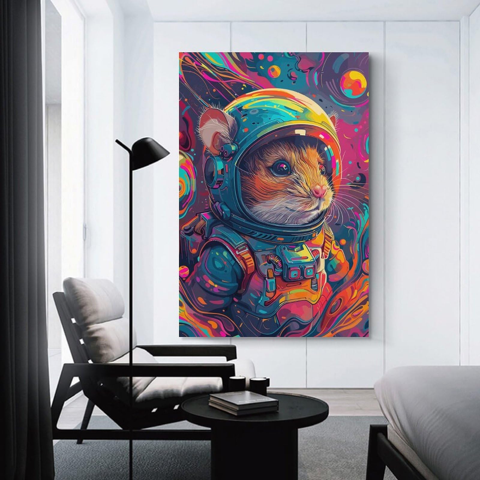 Junmoney Decorative Wall Artwork Astronaut Space Hamster, 20x30inch(50x75cm), for Living Room, Lounge Or Sitting Room, Modern Wall Decor for Cosy Interiors