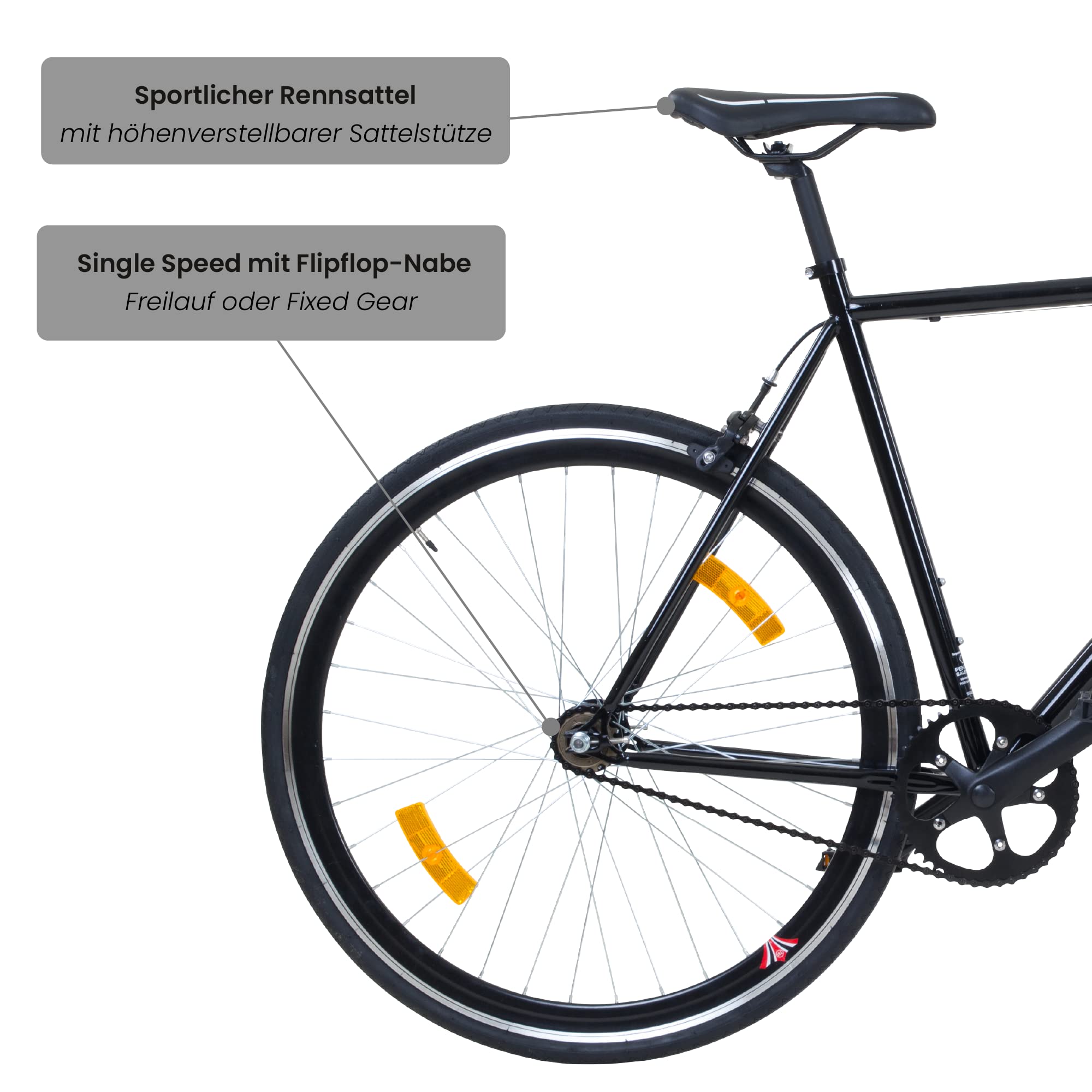 Galano Blade Fixie Bike für Damen und Herren 165-195 cm Singlespeed Fahrrad Retro 28 Zoll viele Größen Urban Bikes mit Flipflop Nabe Rennrad City