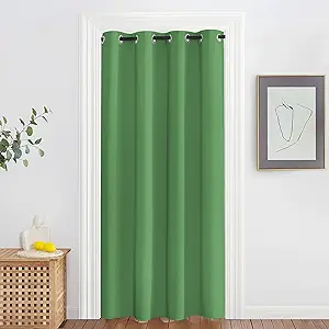 NICETOWN Blackout Doorway Curtain Drape 78 inch Long - Grommet Noise Reducing Thermal Insulated Solid Modern Window Treatments for Bedroom Closet (1 Panel, 52 x 78 Inch, Froest Green)