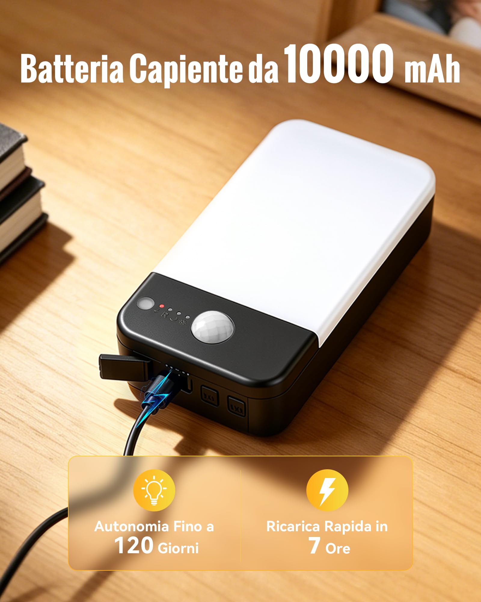 2 Luci da Esterno con Sensore di Movimento e Batteria da 10000mAh