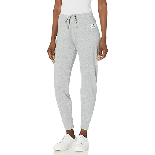 Calvin Klein Women's Logo Cozy Fleece Jogger, Pearl Grey Heather, X-Small