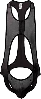 QiaTi Men's Leotard Bodysuit Stretch Wrestling Singlet Jumpsuit Thong One-Piece G-String Underwear