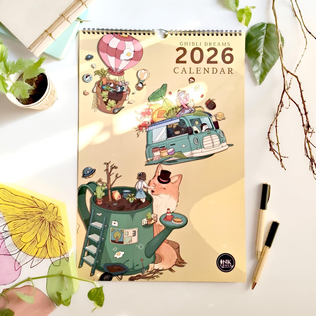 12"x9" Ghibli-Inspired 2026 Wall Calendar | 4 Months per Page | Whimsical Anime Art | Matte Laminated | Wiro-Bound | Totoro, Spirited Away Aesthetic-picture-10