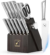 [37% off] Knife Sets for Kitchen with Block imarku G14 Japanese Knife Set Stainless Steel Kitchen with Block 14pcs, Built-in Sharpener, Sharp Knife Block Set with Non-slip Ergonomic Handles - Dishwasher SafeKnife Sets for Kitchen with Block imarku G14...
