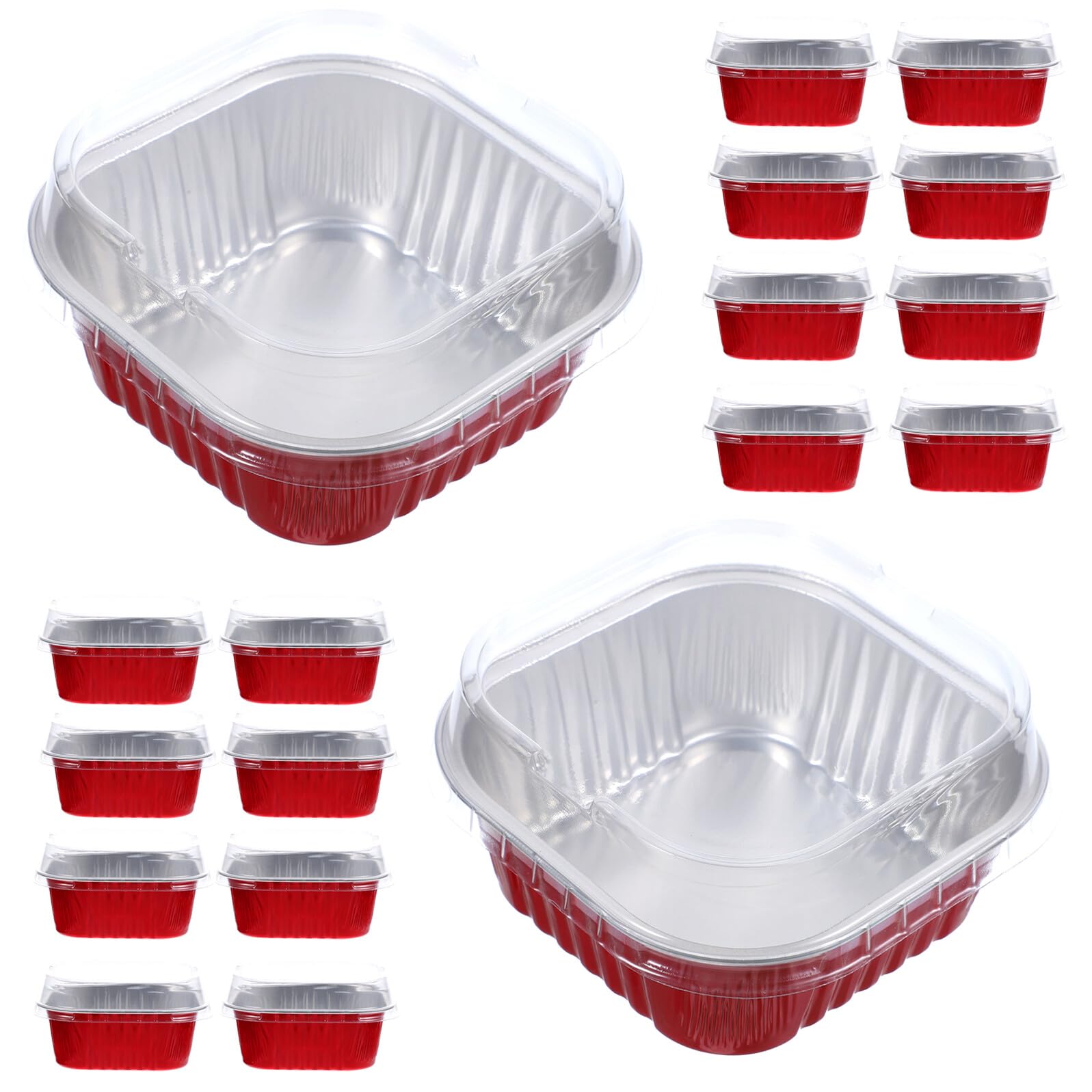 Healeved Set da 40 Vaschette in Foglio di Alluminio Coperchio per Dolci, Resistenti al Microonde e Impilabili, Capacità 300ml per Picnic e Barbecue