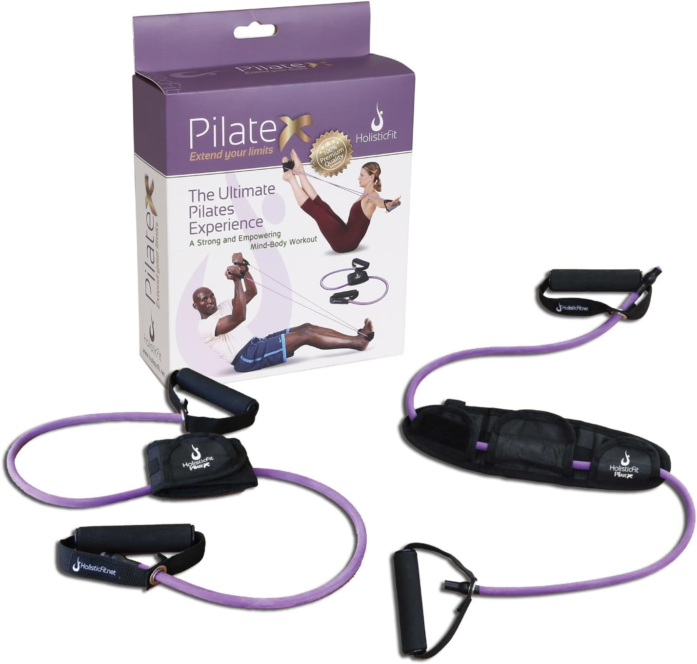 HolisticFit Resistance Band with Foot Support – Exercise Band with Cushioned Handles for Exercises, Fitness Bands, Pilates Equipment, Resistance Training, Workout Bands,Stretch Powerlifting Band