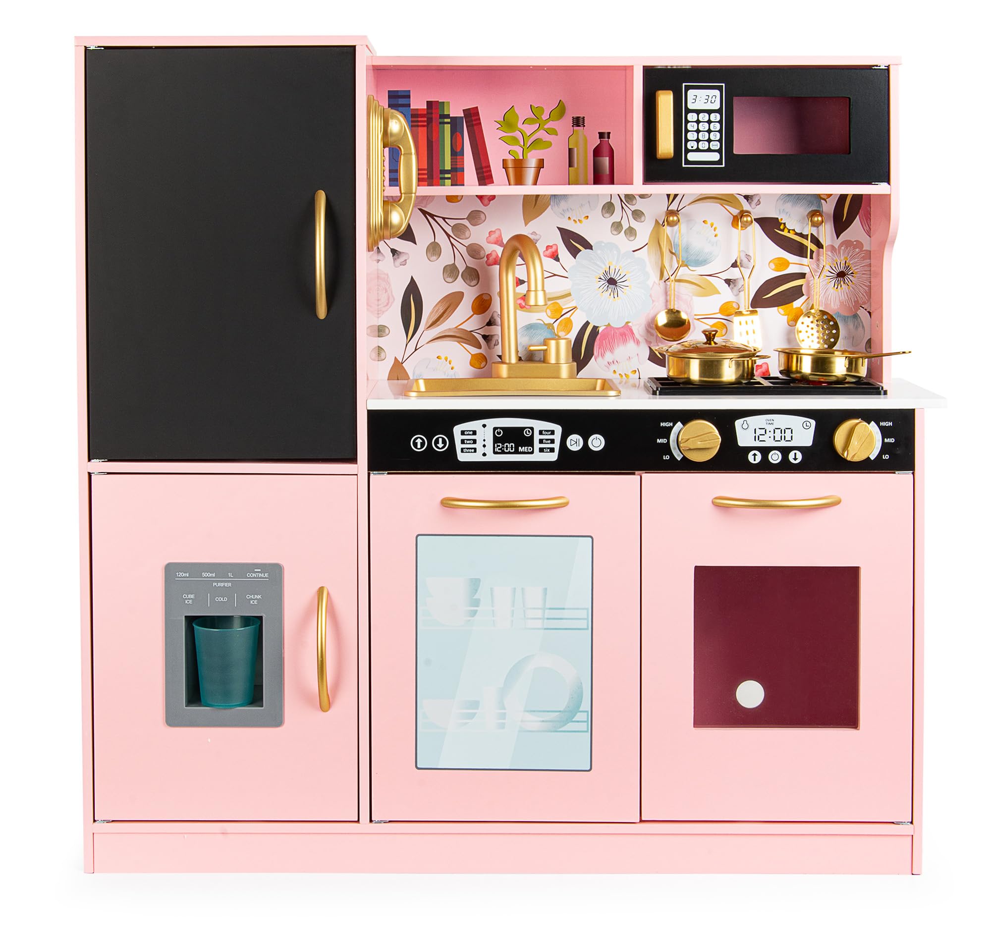 Leomark Cucina in legno per bambini MEMO PINK con tanti funzioni Ideale gioco per avventure culinarie creative per i piccoli chef impara ad preparare primi secondi e dolci Dimensioni 83x24x80 cm.