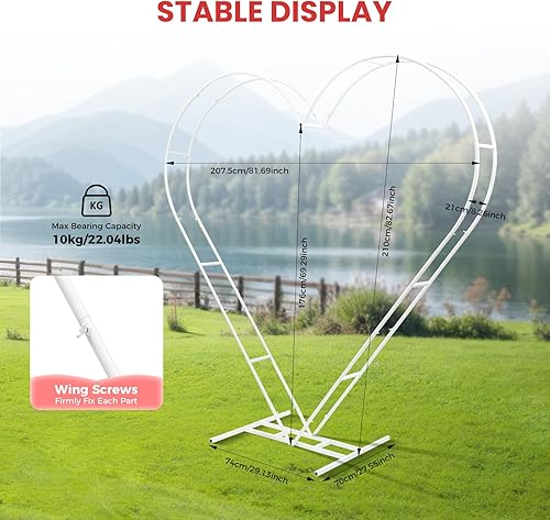 Miniatura 3 de Arco de boda moderno en forma de corazón de metal para arco de boda con marco de globo, marco de globos, estante de exhibición de bodas, eventos,