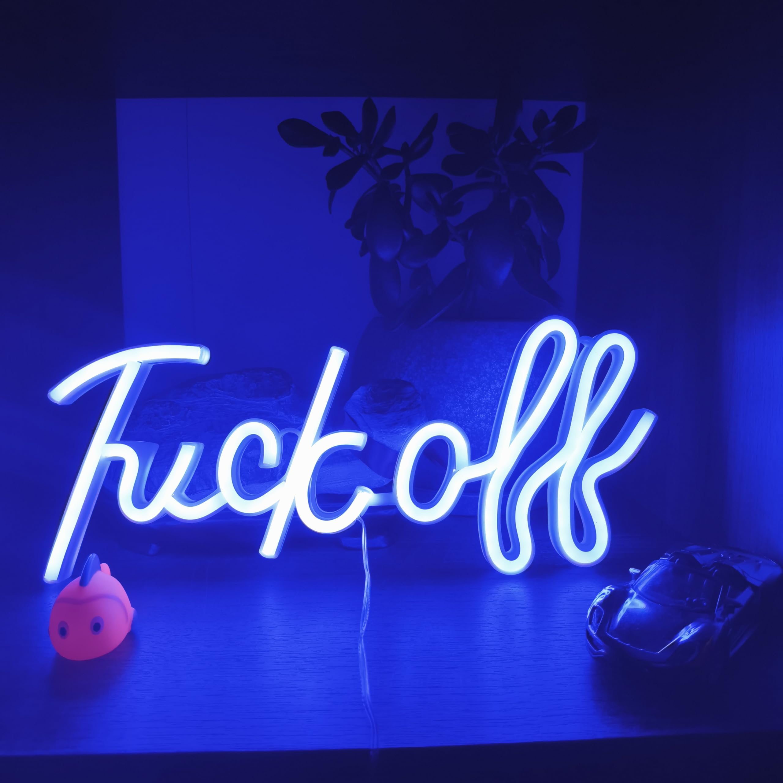 Battery Powered Neon Sign Fuck Off,Hanging Neon Night Lights for Teens Bedroom Game Room Wall Decor,Decorative Night Lamps Table Lamp Neon,Game Room Decor Led Wall Art for Christmas Gifts(Blue) — image 1
