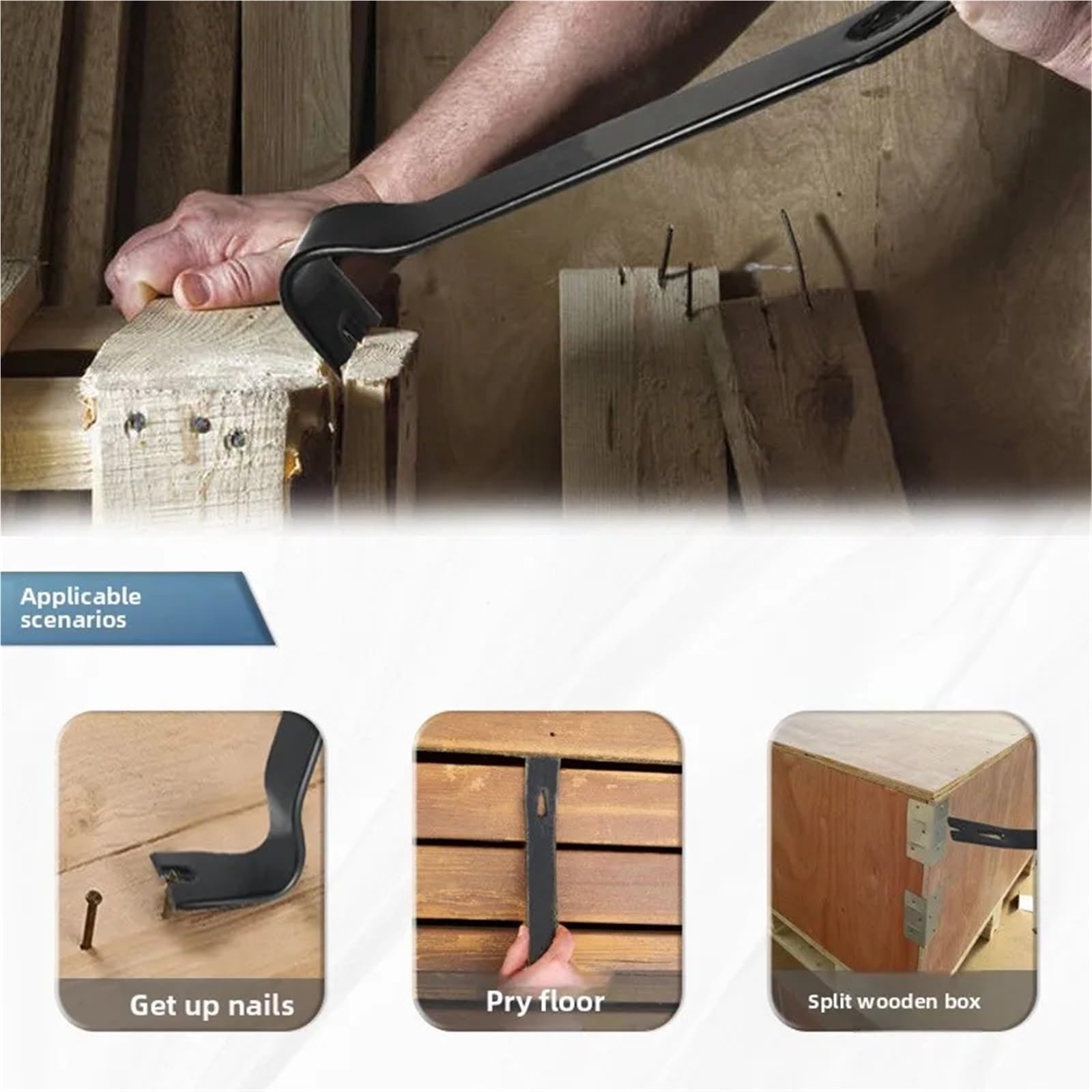 Juego de palanca extractora clavos acero alto en carbono, herramienta demolición, abridor cajas madera, 1 Para Sacar Clavos