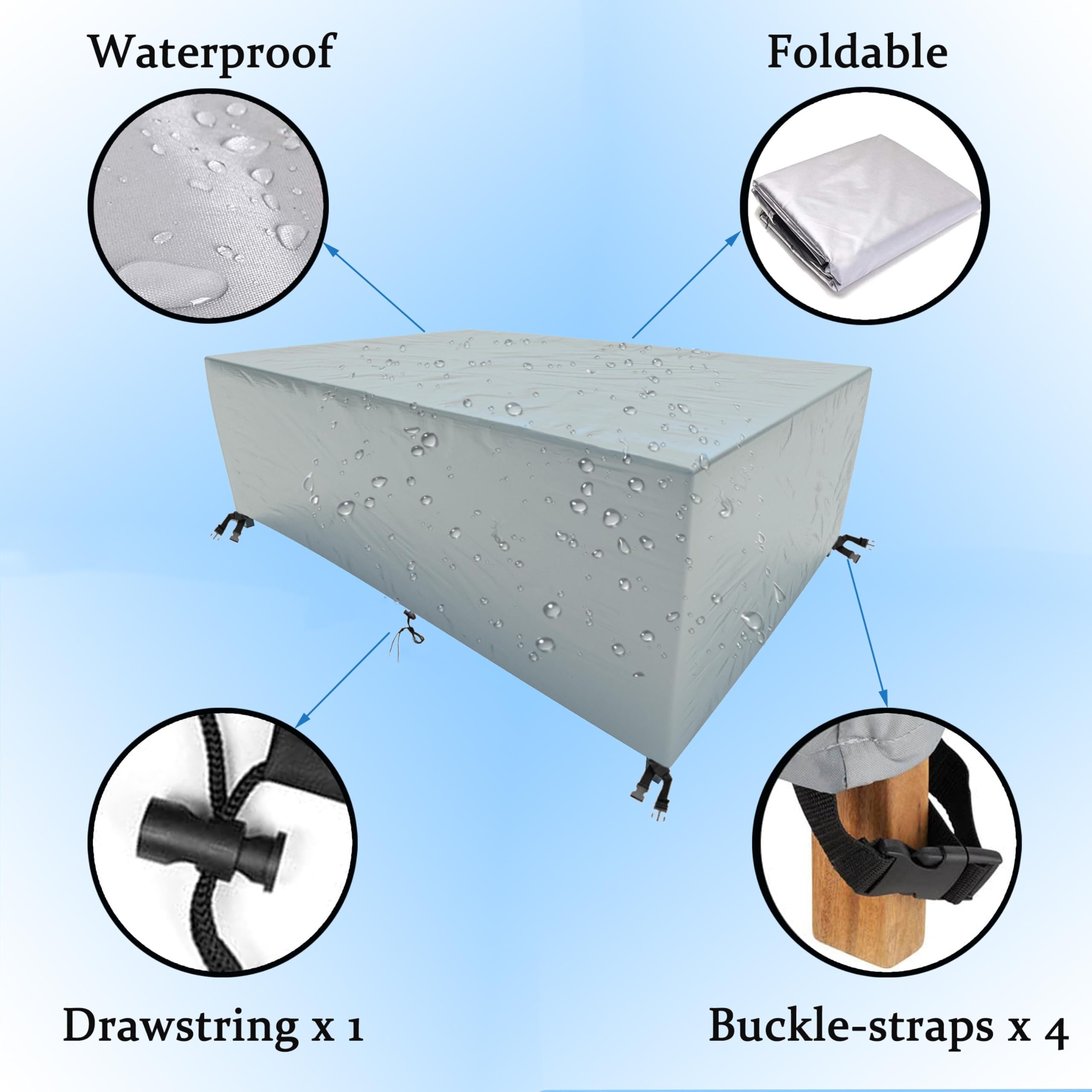 Copertura Per Mobili Giardino 420D - Impermeabile E UV - 220x80x80cm - Con Cinghie Antivento - Foto 13