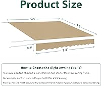 Vista 3 de MCombo Toldo de patio de 9.4 x 7.8 pies, tela de repuesto para toldos retráctiles de 9.9 x 7.8 pies (9.4 x 7.8 pies, beige)