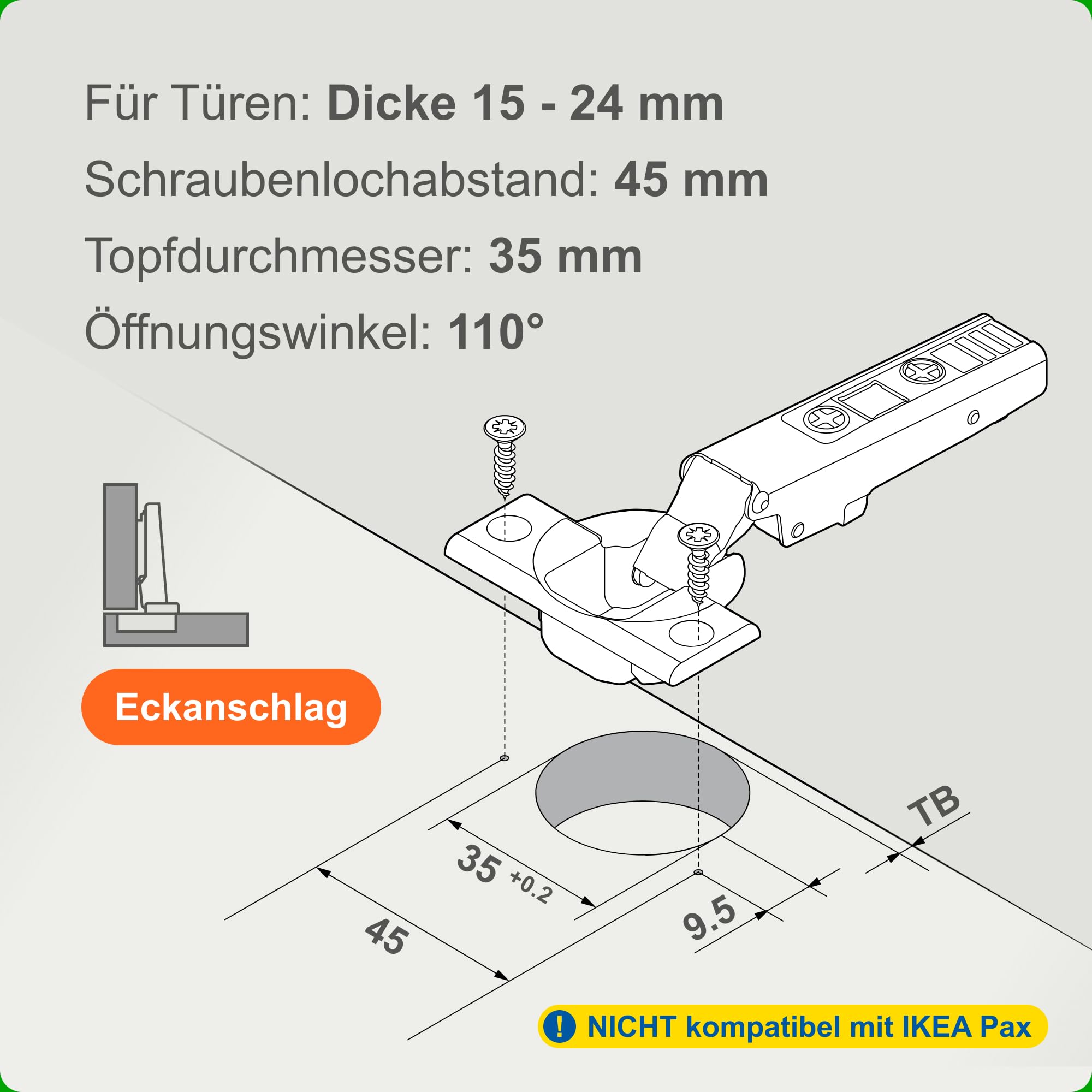 blum 10x CLIP top BLUMOTION Topfscharnier 35mm Eckanschlag vernickelt