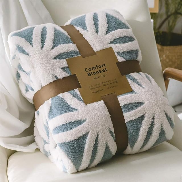 TEALP Sherpa Fleece Blanket Fluffy Soft Blanket Dual Sided Throw Blanket fit Couch Sofa Bed (Light Blue,51x63 inch)