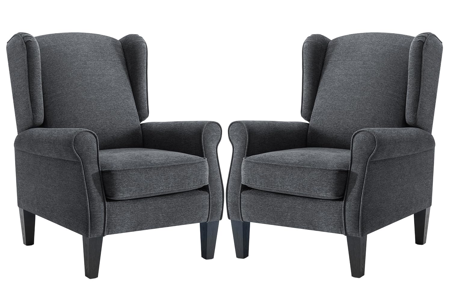 QinmuYY Accent Chair for Living Room Set of 2, High Back Reading Armchairs with Removable Seat Cushion, Mid-Century Single Couch in Fabric, Modern