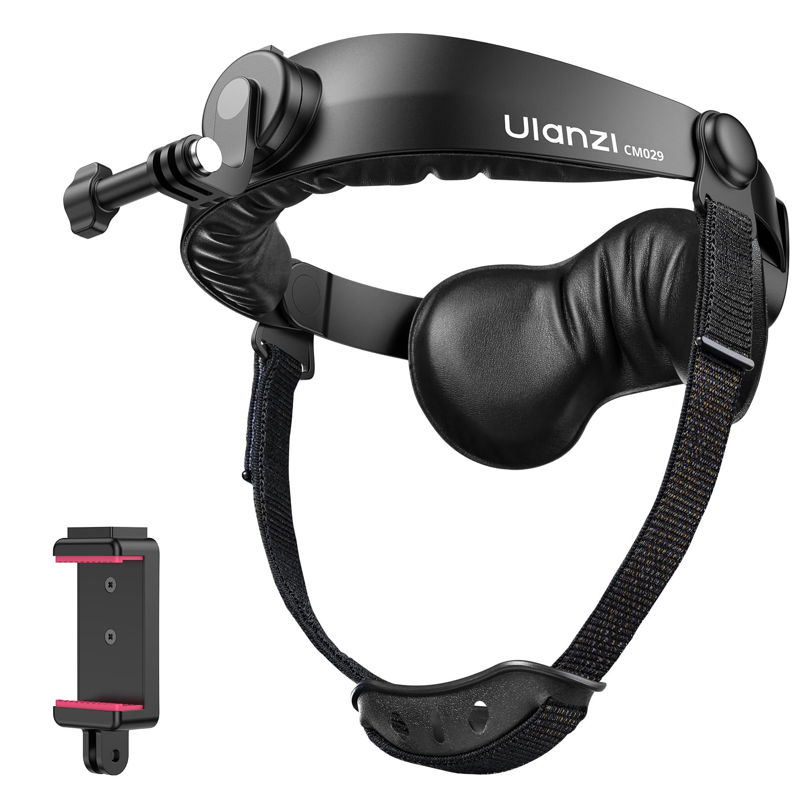 Ulanzi CM029 Fixation Bandeau de Tête Compatible avec GoPro Hero 13/12/11/10/9/8, Insta 360 X5, DJI Action 6/Action 5 Pro/4/3, Rotation à 360°, Support Amovible avec Adaptateur Pince pour Smartphone