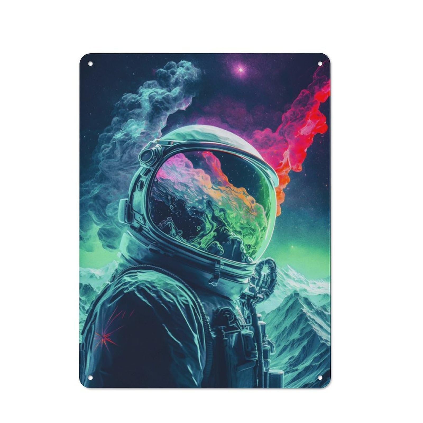 Junmoney Astronaut In Mountains 40X30cm Retro Tin Wall Plaque With For Pub Or Café, A Winter Wall Decor Update For Café Interior Fans