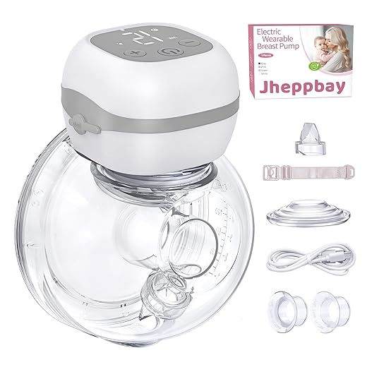 Sacaleches Electricos, Jheppbay Sacaleches Manos Libres 12 Niveles y 3 Modos con Pantalla LCD, Extractor de Leche Materna Portátil con Función de memoria, 21mm/24mm Brida, Sin BPA