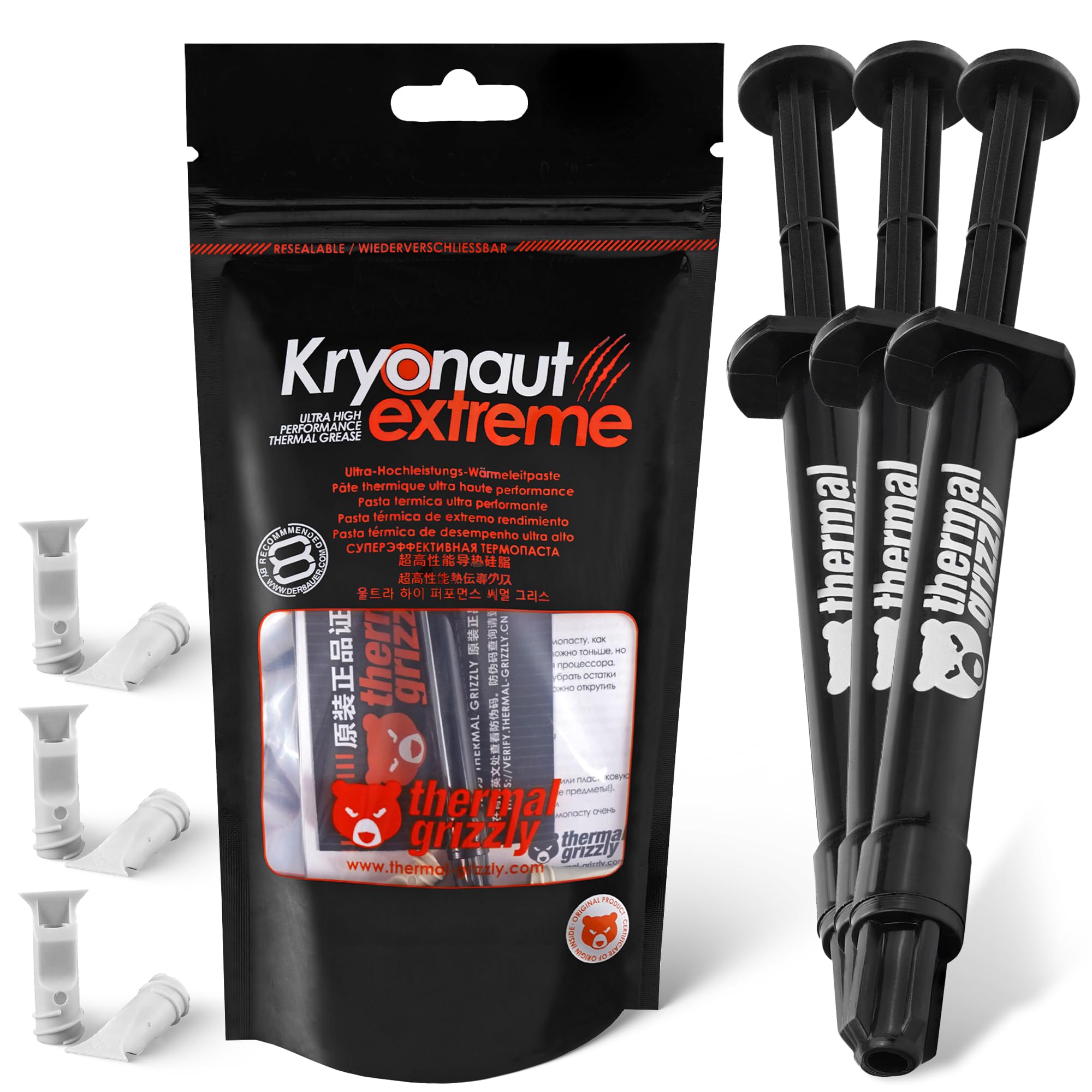 Thermal Grizzly Kryonaut Extreme - Extremely High Performance Thermal Paste - for Maximum Thermal Conductivity While Overclocking CPU/GPU/PS4/PS5/Xbox (3 Pack of 2 Gram)