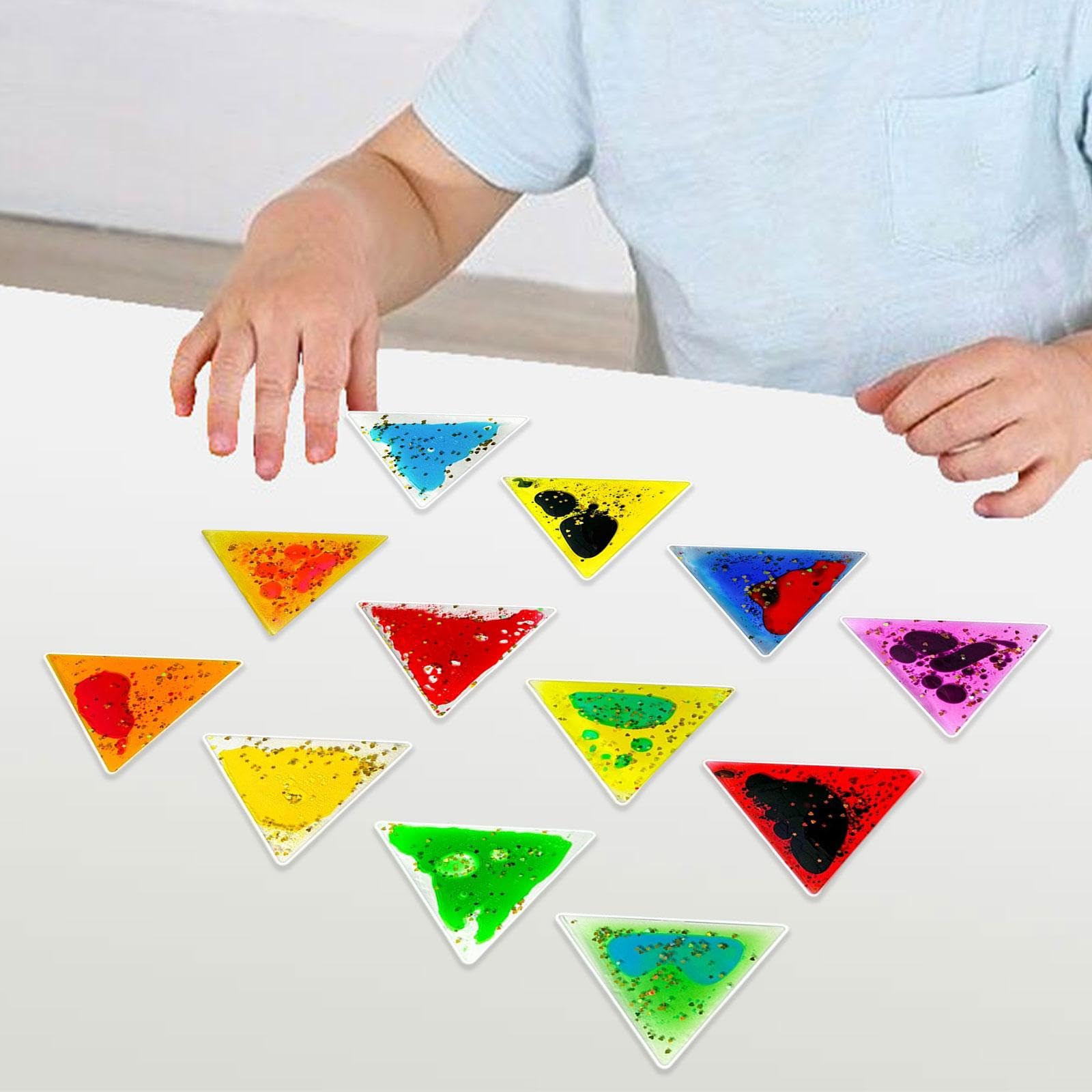 12 Giocattoli in Gel Calmanti, Regali Sensoriali da Viaggio Ideali per Adolescenti, Triangolo