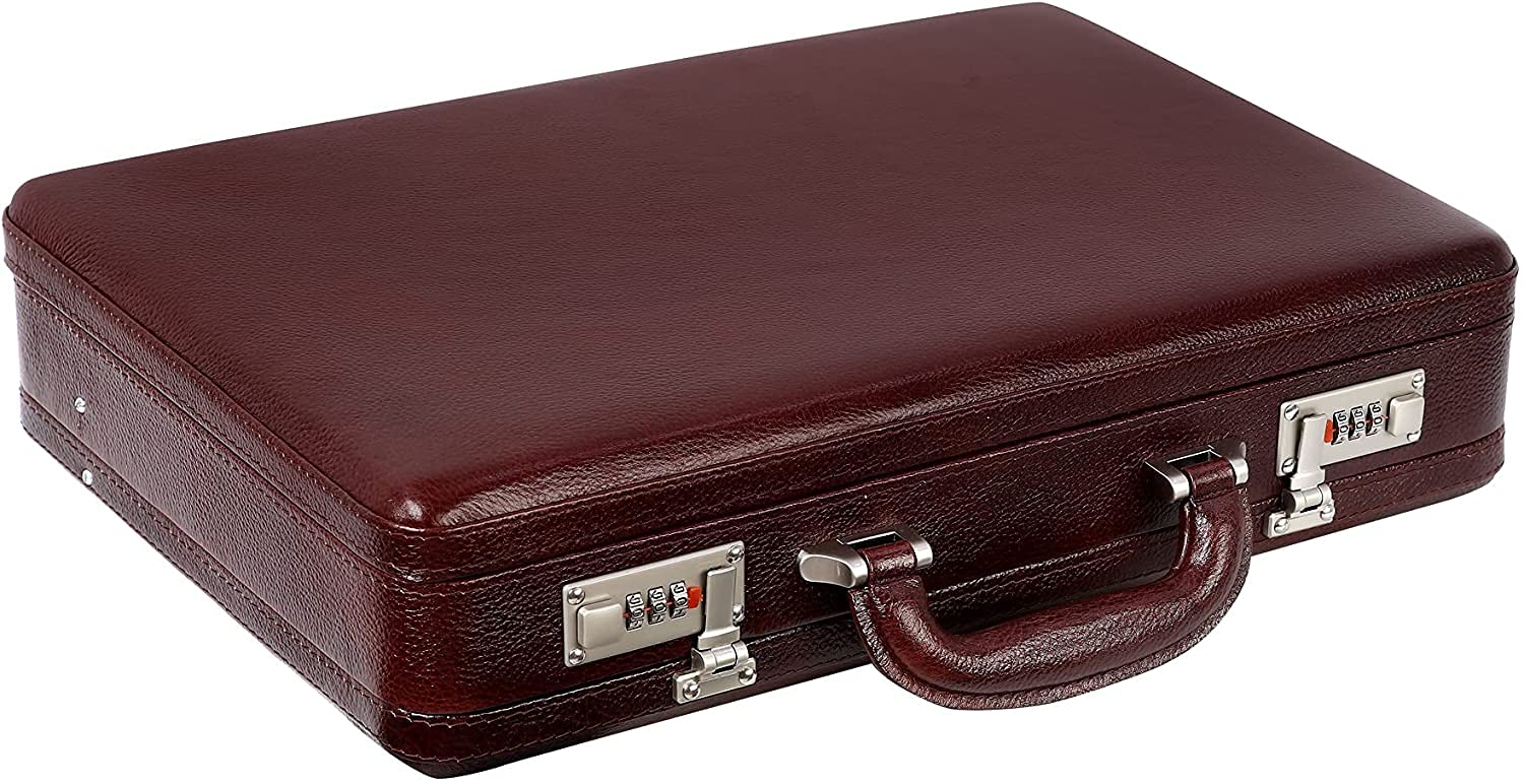 ACEKING LEATHER BRIEFCASE FOR MEN EXPANDABLE OFFICE USE SUITACASE BAG WITH INNER MESH POCKETS COLOR (BLACK CROC)