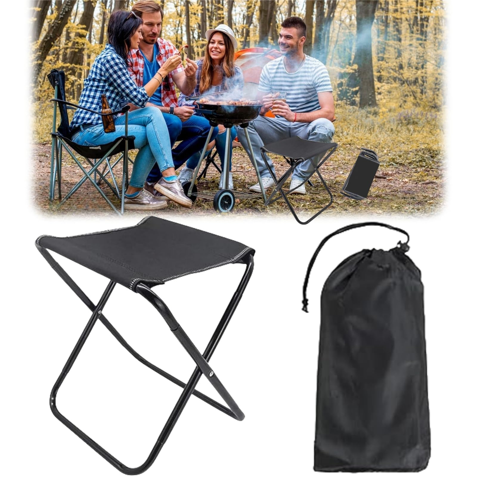 ZDL Taburete Plegable para Camping,Taburete Plegable para Exterior,Sillas Plegables Pesca,Mini Plegable Portátil Silla,Pequeño Taburete Plegable Portátil,para Playas,Excursiones,Caza,Golf,Senderismo