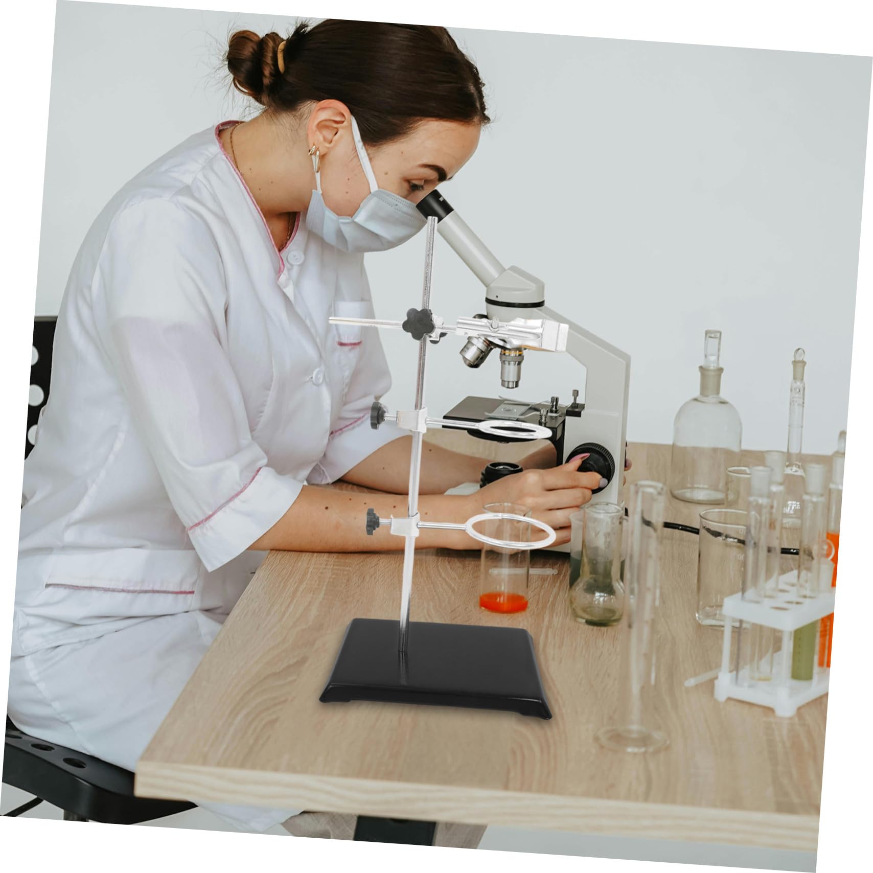 VALICLUD Laborstativ mit Ringklemme und Kolbenständer für Chemielabor Inklusive Becherglas-klemme Sockel und Halter für Experimente und Forschung