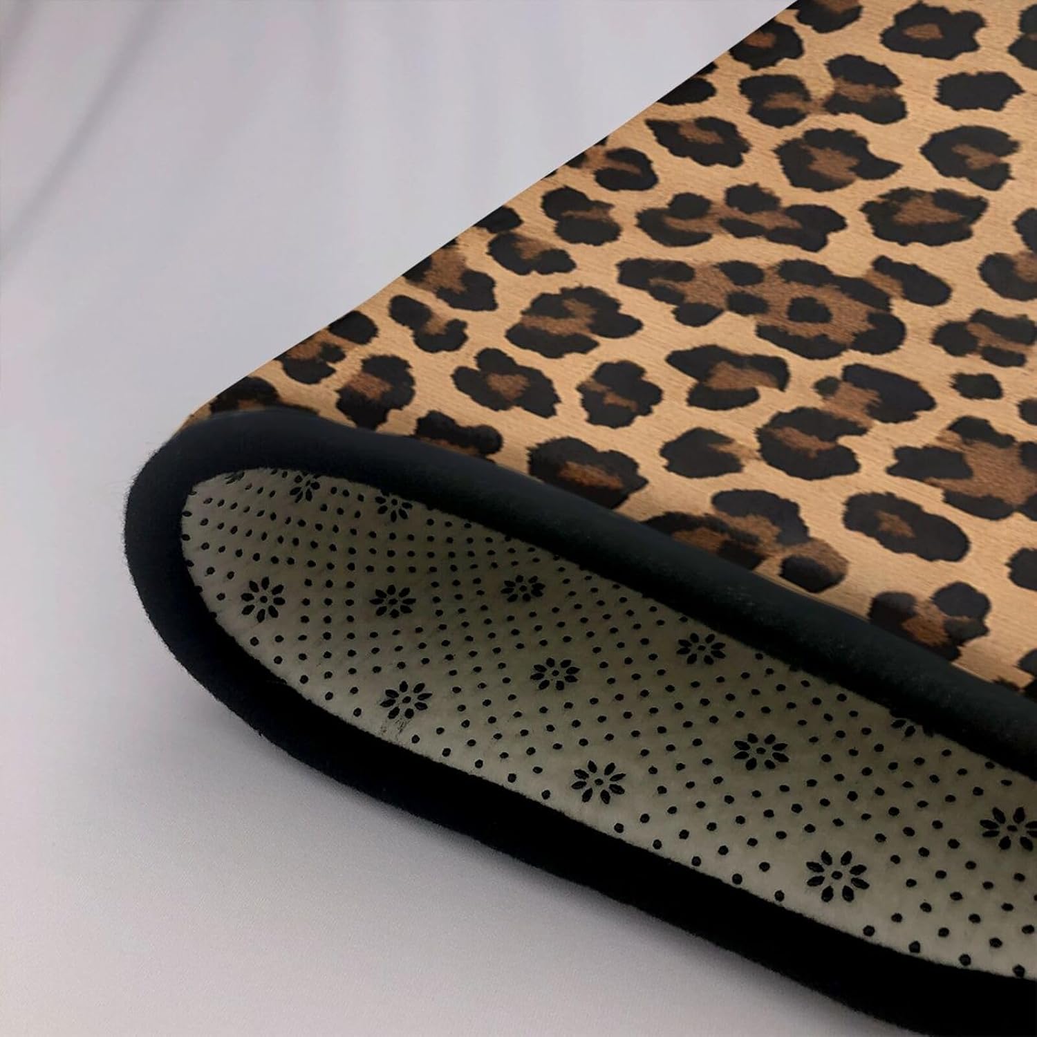 Flannel Non-Slip (Wild Leopard Animal) Rug Pad 80×50in Soft Washable Protective for Hardwood Floors Bedroom Bathroom Living Room