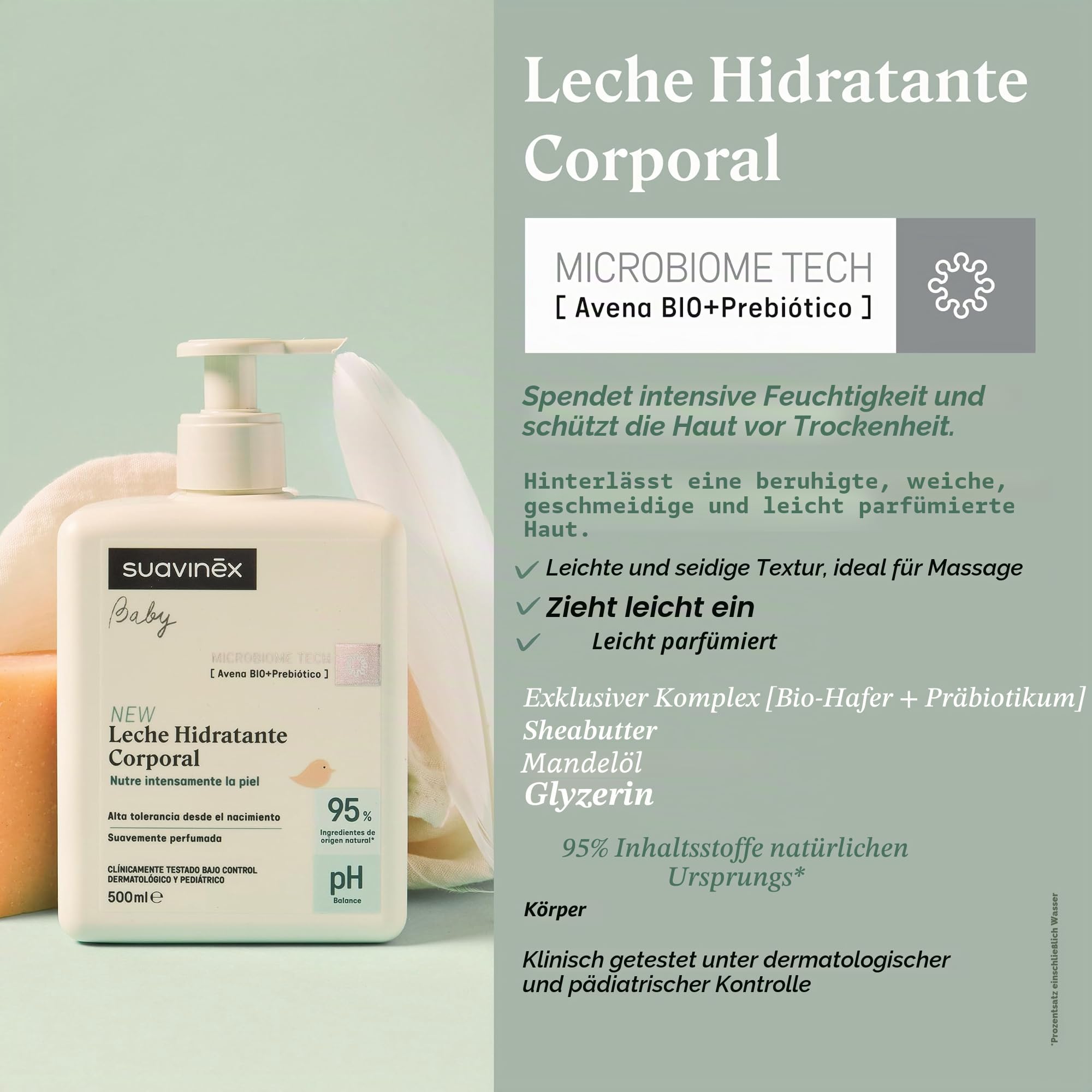 Suavinex, Syndet Baby-Shampoo für Haut und Haar, ohne Seife, 750 ml + feuchtigkeitsspendende Körperlotion, 750 ml, geeignet für empfindliche und neugeborene Haut, mit 90%-93% natürlichen