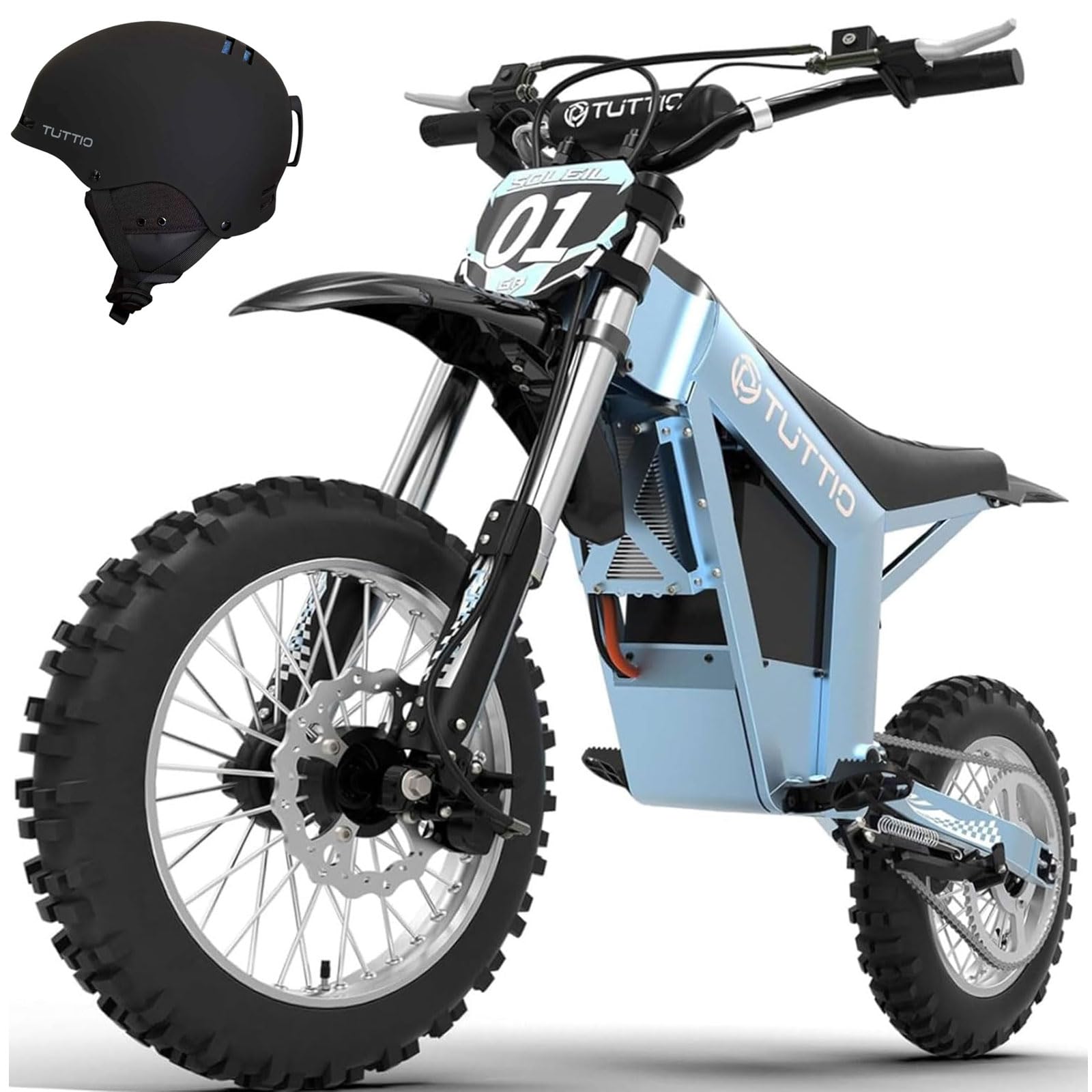 Tuttio Soleil01 Electric-Dirt-Bike for Adults Teens, 3000W 37-40MPH 200NM Electric-Motorcycle with 48V 21AH Battery, 14"/12" Fat Tire Ebike Full Hydraulic Brakes For Mountain Off-Road（Blue）