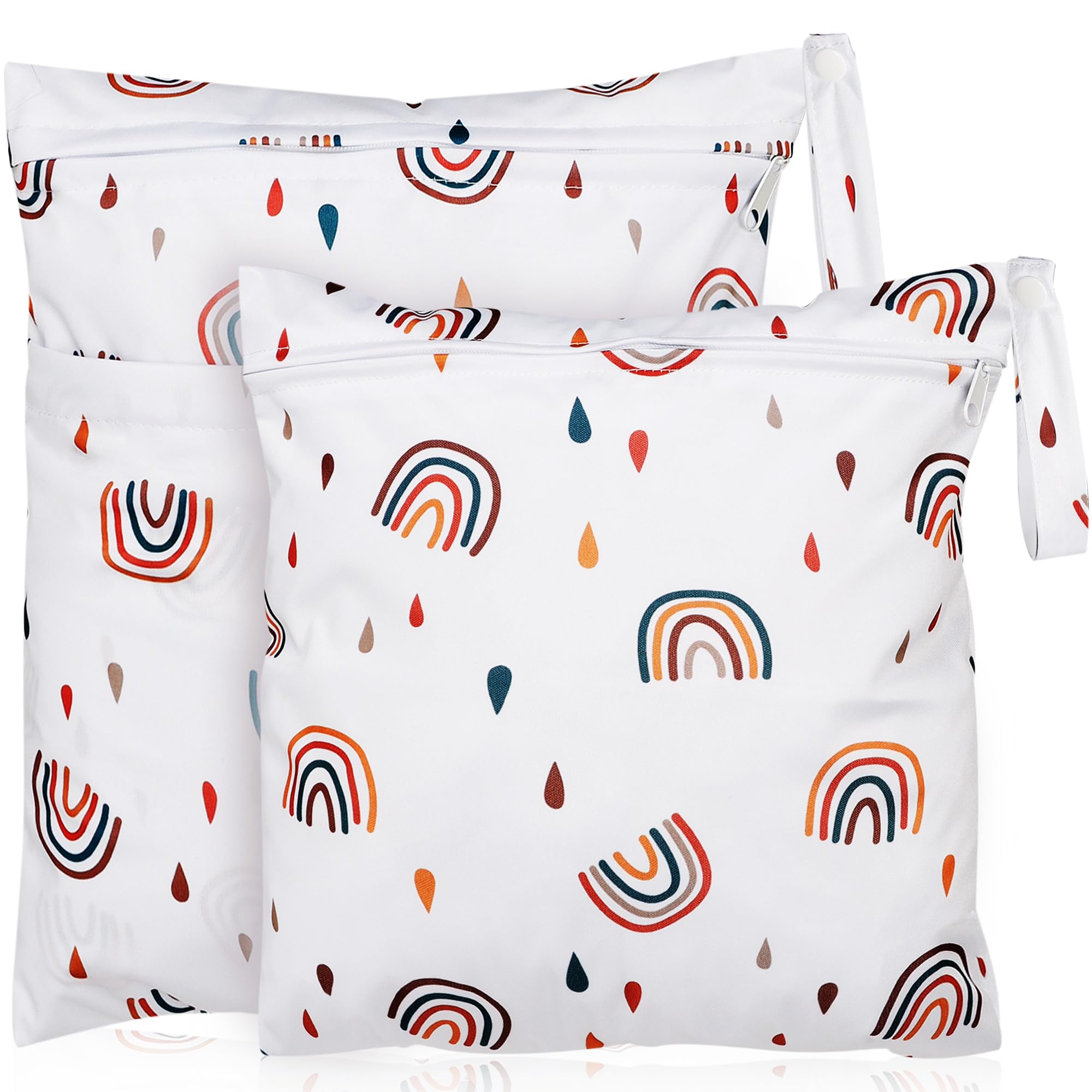 Loscarol,2 Stück wetbag Kindergarten groß，nasstasche Wet Bag windeltasche organizer，nassbeutel Kindergarten personalisiert for Baby stoffwindeln (Regenbogen)