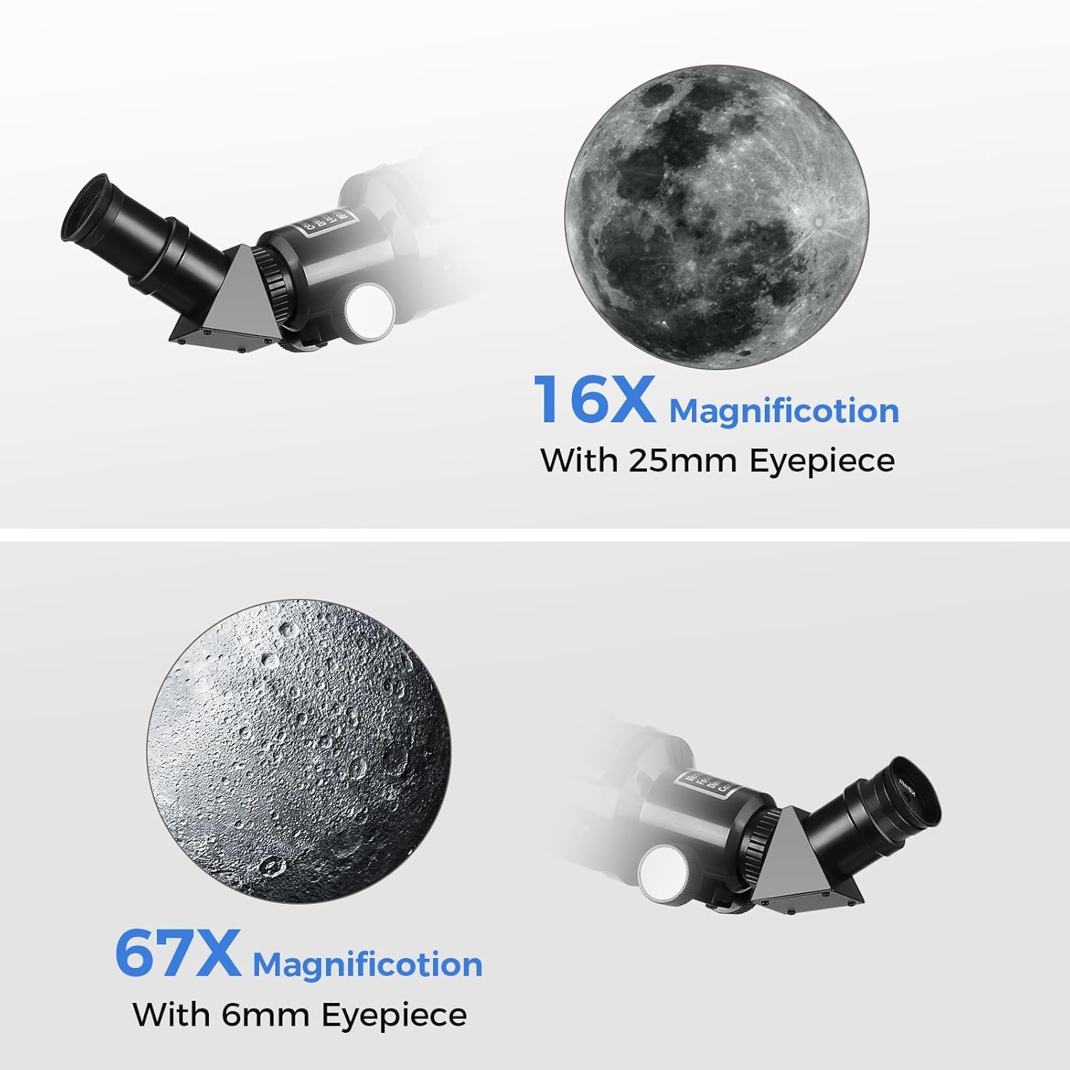 Cowiewie Telescopio refractor telescopio para niños y principiantes, telescopios para adultos, astronomía, apertura de 70 mm, 400 mm, compacto y portátil, viaje con mochila, ver la luna, planetas