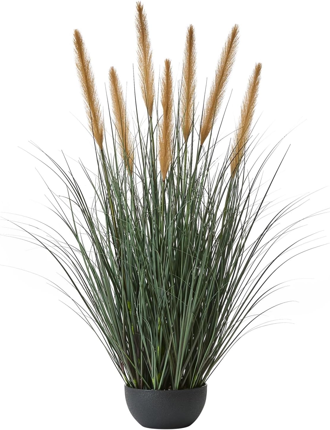 3ft Onion Grass, Artificial Plant and Greenery, Fake Floor Plants Indoor Outdoor, Faux Horsetail Reed Grass with 7 Feathery Flower Heads, Potted, House Decorative