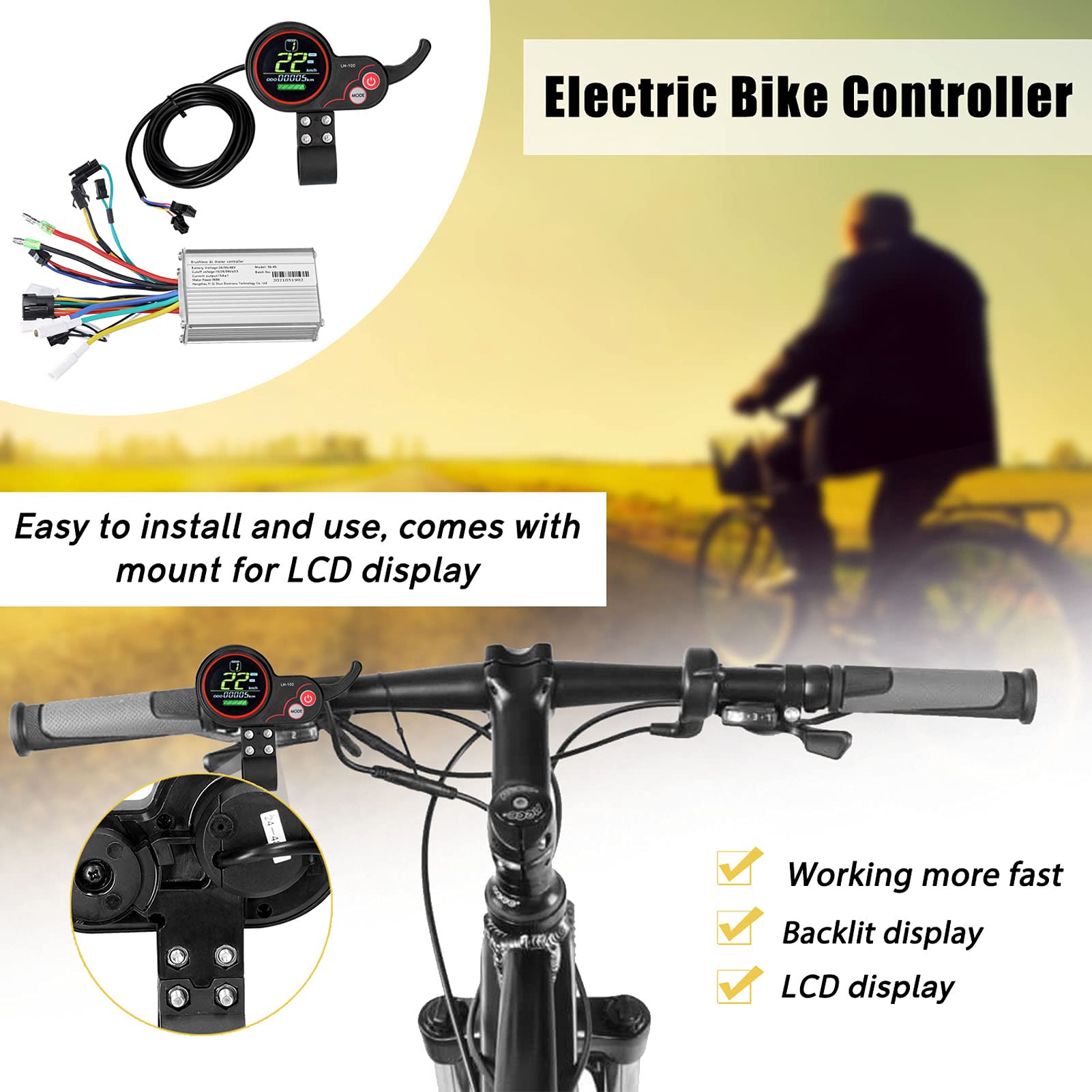 Centralina Monopattino Elettrico Pannello di controllo del display impermeabile controller senza spazzole 2 4V-48V 350W Kit pennello scooter elettrico