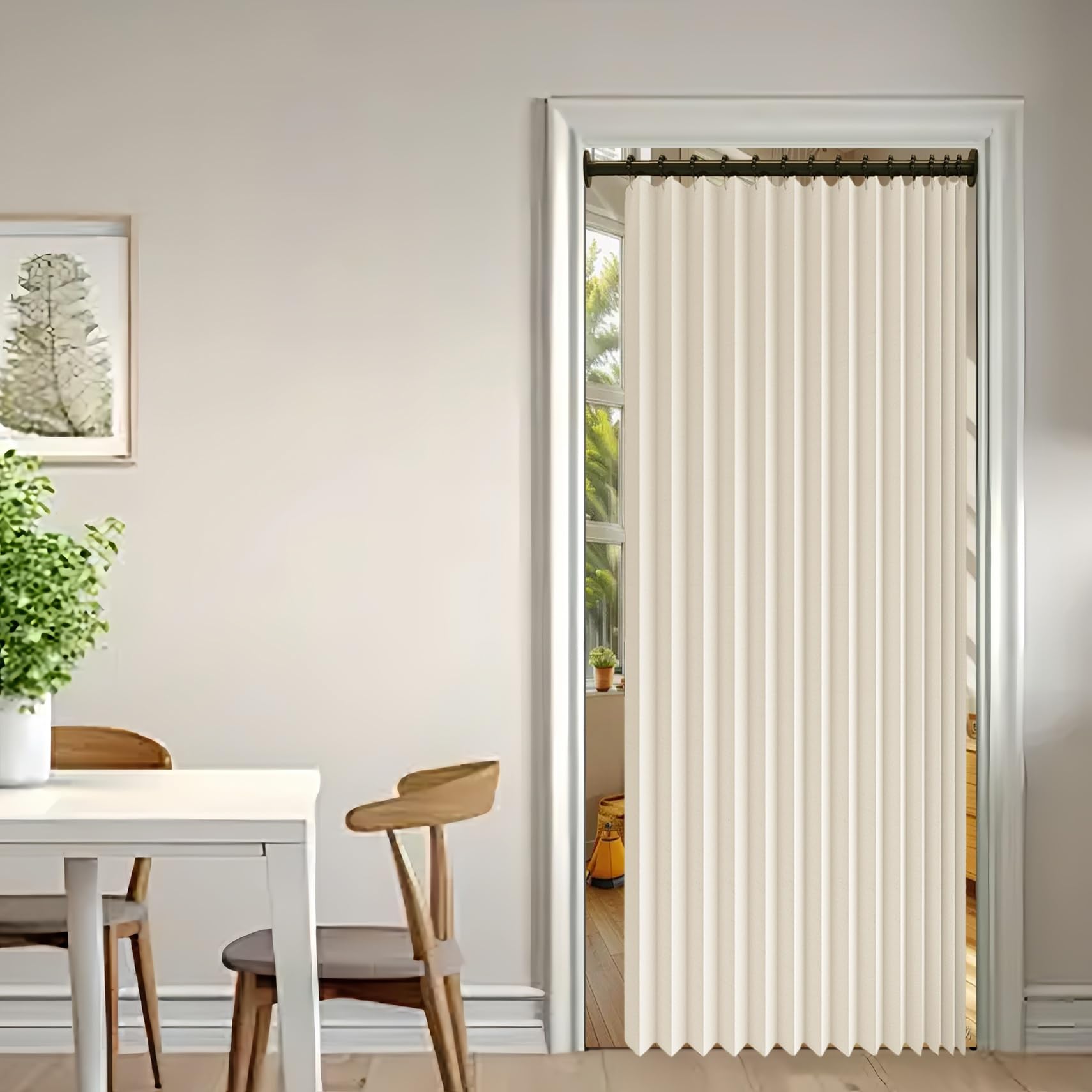 Rideau séparateur de pièce beige 130x218 cm thermique et occultant pour maison