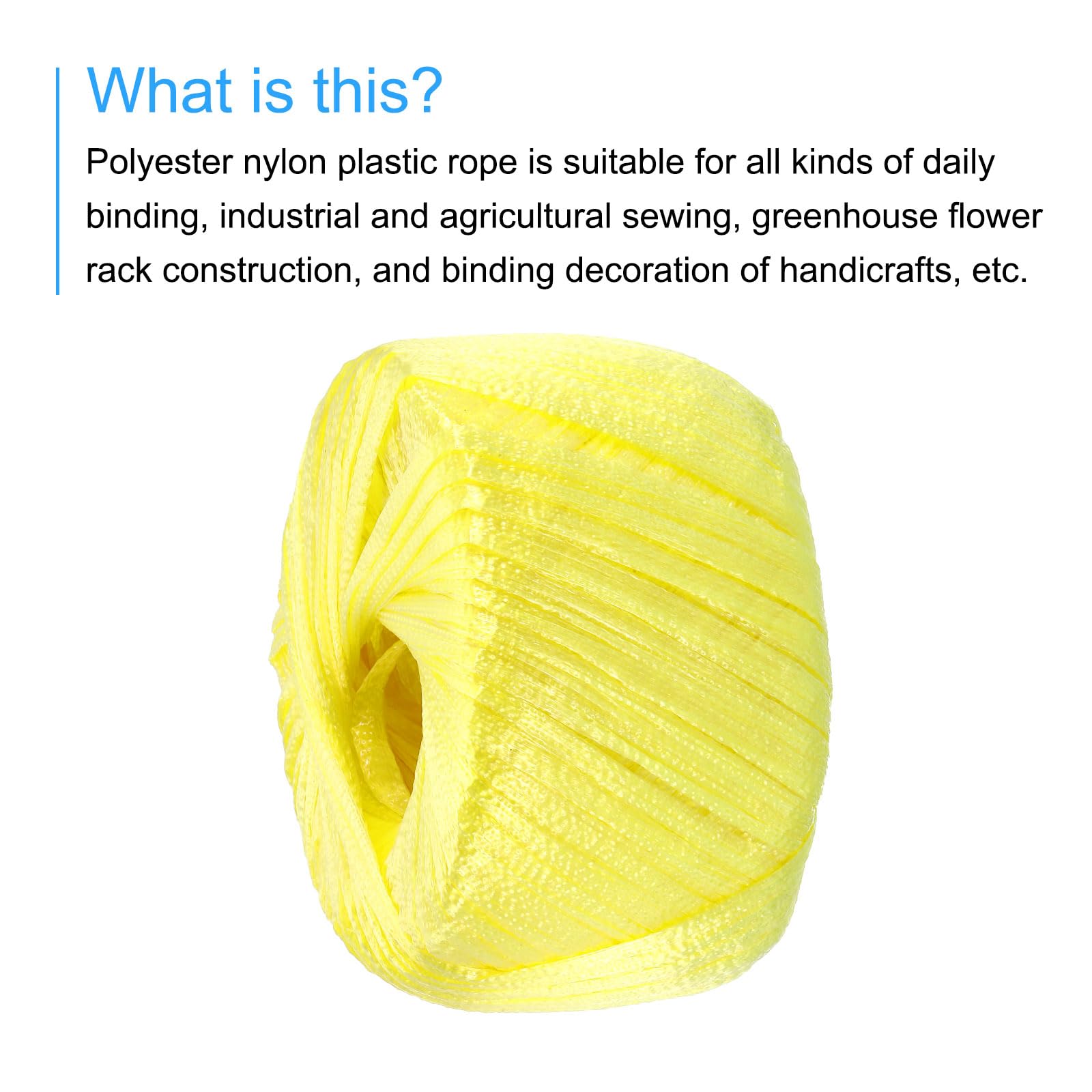 QUARKZMAN Corda in Plastica Poliestere Nylon per Casa, Larghezza 20Mm, Lunghezza 80m/262Ft,Per Imballaggio Giardinaggio Artigianato Confezione da 3 (Giallo)