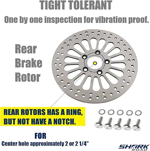 Miniatura 4 de SHARKROAD Rotor trasero de 1 pieza para Harley Davidson piezas de freno, traje para Touring Sportster Softail Dyna 11.5 '' rotores de freno