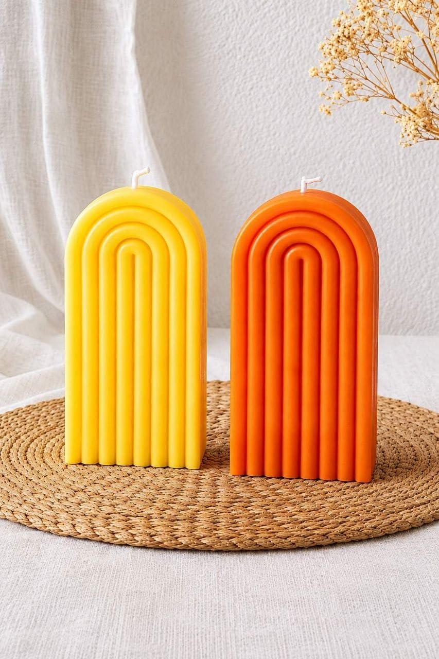 Glow Getter Modern Rainbow Arch Candle for Home Décor | Premium Decorative Soy Wax Candle for Living Room, Bedroom & Gifting | Scented Candle| Long Burning Time (Pack of 2) (Yellow and Orange)-image-24