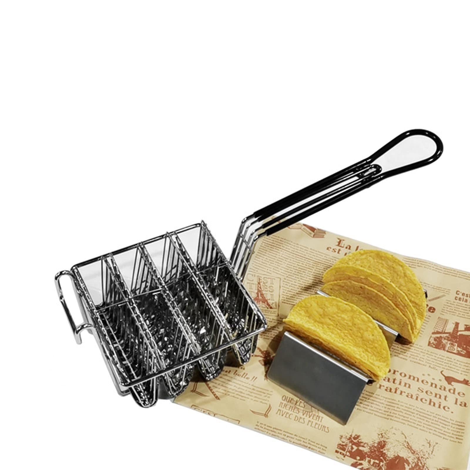 Cestino di patatine fritte 8 strati in acciaio inox cestello frittura a forma di V a forma di fry cestello croccante pancakes taco fright basket strumento speciale strumento speciale cestino-2 pacchet