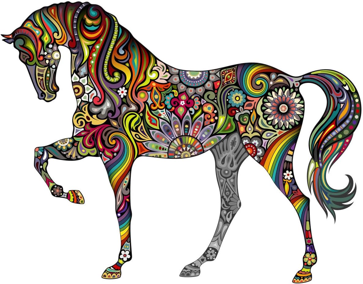 My Wonderful Walls Horse Wall Sticker - Multicolor & Beautiful Horse Decal Wall Mural for Girls Room (Small (20" h X 25" w) & Left-Facing)