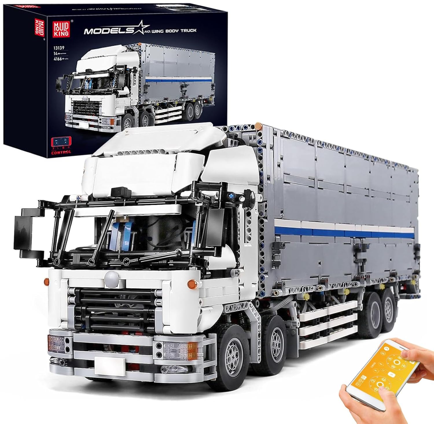 Mould King 13139 Kit di costruzione per camion, telecomando App R/C Mobile Wing Booy Truck, un modello di costruzione di un camion contenitore con carte jolly con 8 motori (4166 pezzi)